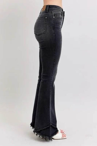 Judy Blue Full Size High Waist Flare W/ Mock Fray Tulip Hem Plus Size - Just Believe Boutique