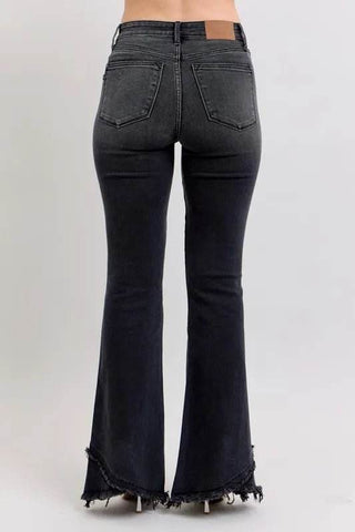 Judy Blue Full Size High Waist Flare W/ Mock Fray Tulip Hem Plus Size - Just Believe Boutique