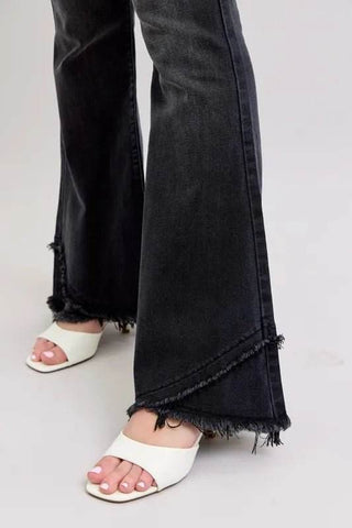 Judy Blue Full Size High Waist Flare W/ Mock Fray Tulip Hem Plus Size - Just Believe Boutique