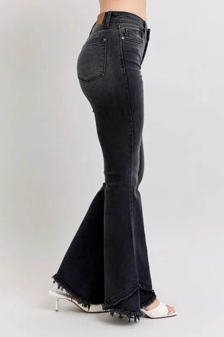 Judy Blue Full Size High Waist Flare W/ Mock Fray Tulip Hem Plus Size - Just Believe Boutique