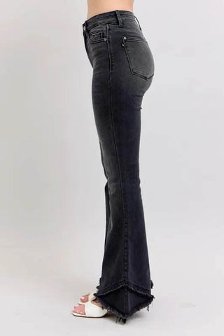 Judy Blue Full Size High Waist Flare W/ Mock Fray Tulip Hem Plus Size - Just Believe Boutique