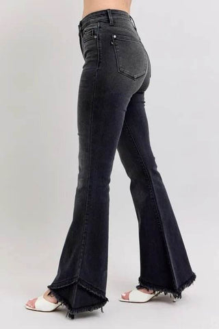 Judy Blue Full Size High Waist Flare W/ Mock Fray Tulip Hem Plus Size - Just Believe Boutique