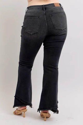 Judy Blue Full Size High Waist Flare W/ Mock Fray Tulip Hem Plus Size - Just Believe Boutique