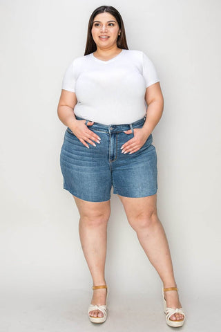 Judy Blue Full Size High Waist Slim Denim Shorts - Just Believe Boutique