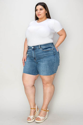 Judy Blue Full Size High Waist Slim Denim Shorts - Just Believe Boutique