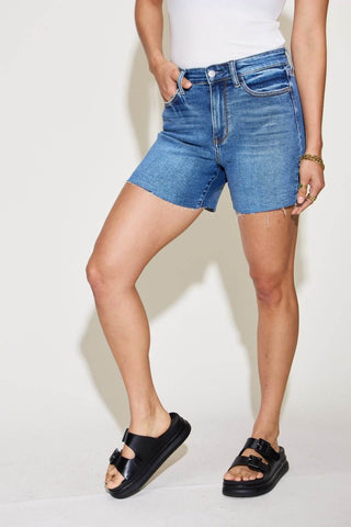 Judy Blue Full Size High Waist Slim Denim Shorts - Just Believe Boutique