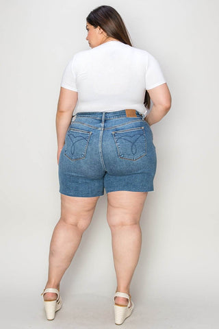 Judy Blue Full Size High Waist Slim Denim Shorts - Just Believe Boutique