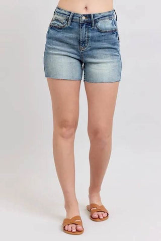 Judy Blue Full Size High Waist Star Seam Detail Denim Shorts Plus Size - Just Believe Boutique