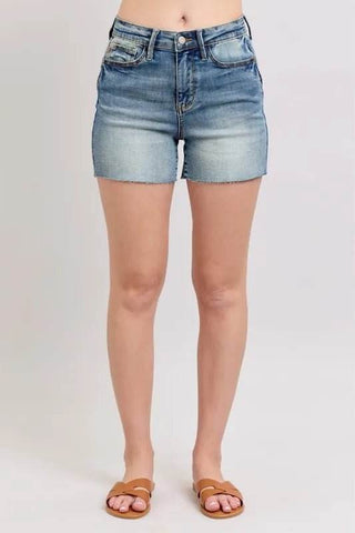Judy Blue Full Size High Waist Star Seam Detail Denim Shorts Plus Size - Just Believe Boutique