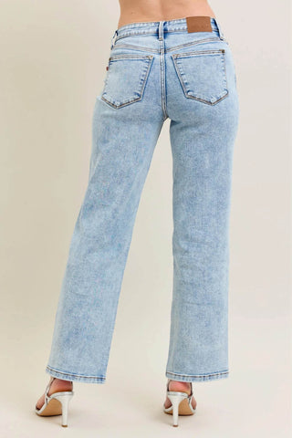 Judy Blue Full Size High Waist Stone Wash Straight Jeans Plus Size - Just Believe Boutique