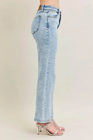 Judy Blue Full Size High Waist Stone Wash Straight Jeans Plus Size - Just Believe Boutique