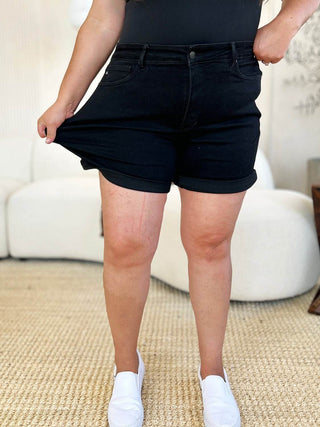 Judy Blue Full Size High Waist Tummy Control Cuffed Denim Shorts - Just Believe Boutique