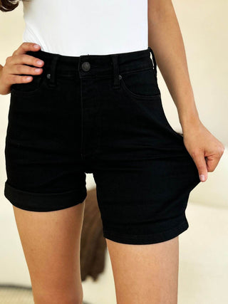 Judy Blue Full Size High Waist Tummy Control Cuffed Denim Shorts - Just Believe Boutique