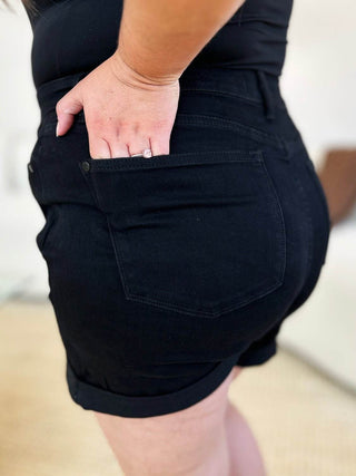 Judy Blue Full Size High Waist Tummy Control Cuffed Denim Shorts - Just Believe Boutique