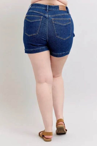 Judy Blue Full Size High Waist Tummy Control Denim Shorts Plus Size - Just Believe Boutique