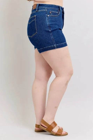 Judy Blue Full Size High Waist Tummy Control Denim Shorts Plus Size - Just Believe Boutique