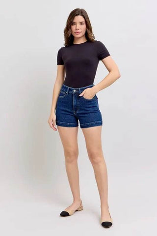 Judy Blue Full Size High Waist Tummy Control Denim Shorts Plus Size - Just Believe Boutique