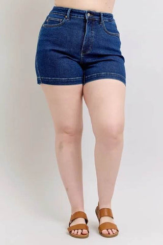 Judy Blue Full Size High Waist Tummy Control Denim Shorts Plus Size - Just Believe Boutique