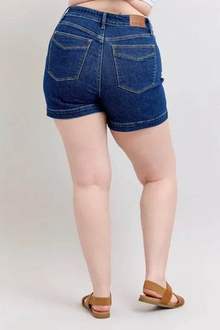 Judy Blue Full Size High Waist Tummy Control Denim Shorts Plus Size - Just Believe Boutique