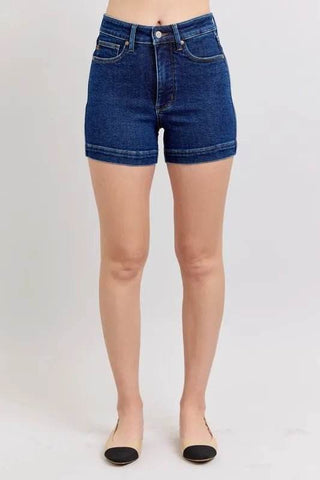 Judy Blue Full Size High Waist Tummy Control Denim Shorts Plus Size - Just Believe Boutique