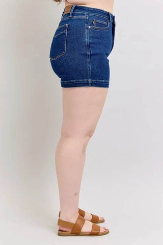 Judy Blue Full Size High Waist Tummy Control Denim Shorts Plus Size - Just Believe Boutique