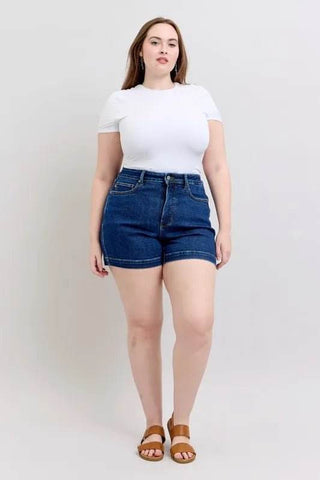Judy Blue Full Size High Waist Tummy Control Denim Shorts Plus Size - Just Believe Boutique