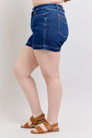 Judy Blue Full Size High Waist Tummy Control Denim Shorts Plus Size - Just Believe Boutique
