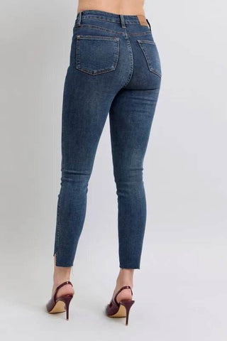 Judy Blue Full Size High Waist Tummy Control Step Hem Skinny Jeans Plus Size - Just Believe Boutique