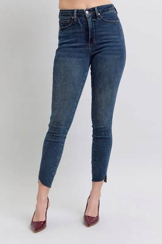 Judy Blue Full Size High Waist Tummy Control Step Hem Skinny Jeans Plus Size - Just Believe Boutique