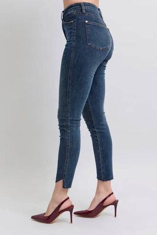Judy Blue Full Size High Waist Tummy Control Step Hem Skinny Jeans Plus Size - Just Believe Boutique
