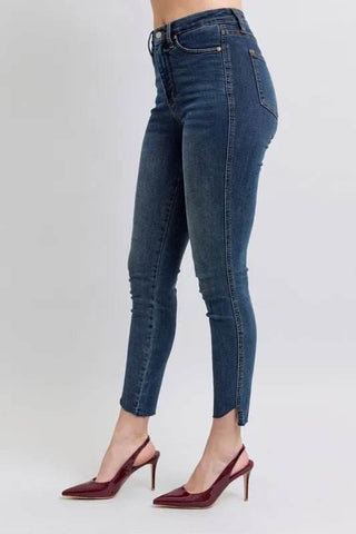 Judy Blue Full Size High Waist Tummy Control Step Hem Skinny Jeans Plus Size - Just Believe Boutique