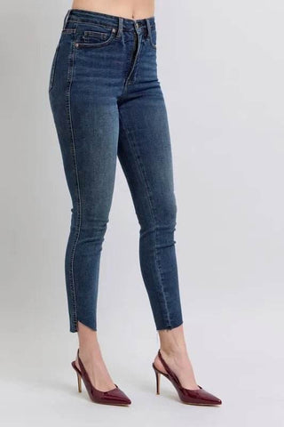 Judy Blue Full Size High Waist Tummy Control Step Hem Skinny Jeans Plus Size - Just Believe Boutique