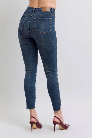 Judy Blue Full Size High Waist Tummy Control Step Hem Skinny Jeans Plus Size - Just Believe Boutique