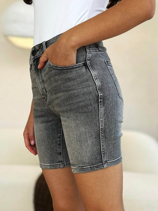 Judy Blue Full Size High Waist Washed Denim Shorts - Just Believe Boutique