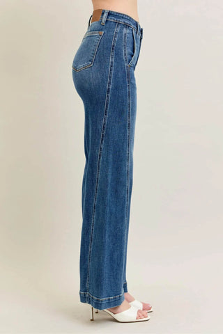 Judy Blue Full Size High Waist Wide Leg Jeans Plus Size - Just Believe Boutique