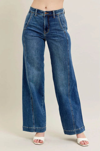 Judy Blue Full Size High Waist Wide Leg Jeans Plus Size - Just Believe Boutique