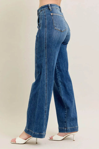 Judy Blue Full Size High Waist Wide Leg Jeans Plus Size - Just Believe Boutique