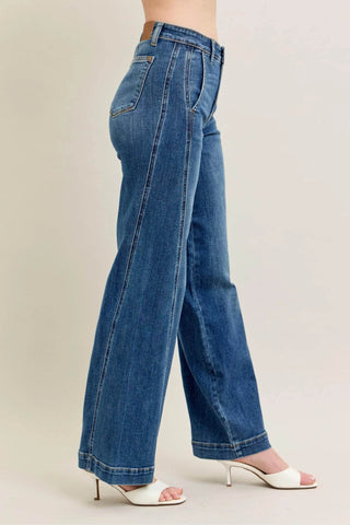 Judy Blue Full Size High Waist Wide Leg Jeans Plus Size - Just Believe Boutique