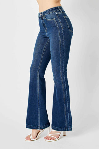 Judy Blue Full Size Hw Angled Side Seam Detail Flare Jeans Plus Size - Just Believe Boutique