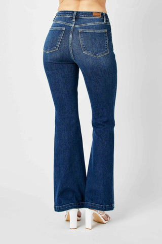 Judy Blue Full Size Hw Angled Side Seam Detail Flare Jeans Plus Size - Just Believe Boutique