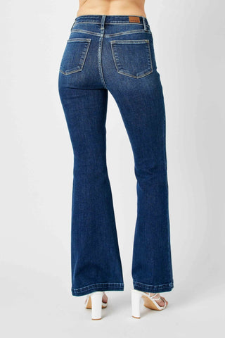 Judy Blue Full Size Hw Angled Side Seam Detail Flare Jeans Plus Size - Just Believe Boutique