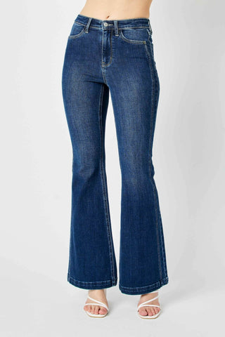 Judy Blue Full Size Hw Angled Side Seam Detail Flare Jeans Plus Size - Just Believe Boutique