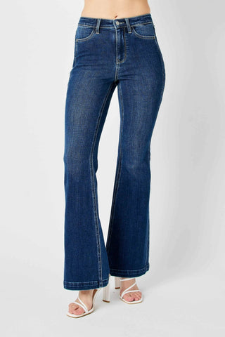 Judy Blue Full Size Hw Angled Side Seam Detail Flare Jeans Plus Size - Just Believe Boutique