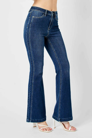 Judy Blue Full Size Hw Angled Side Seam Detail Flare Jeans Plus Size - Just Believe Boutique