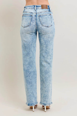 Judy Blue Full Size Hw Mineral Wash Destroy 90's Straight Jeans Plus Size - Just Believe Boutique
