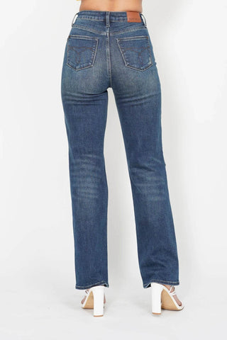 Judy Blue Full Size Hw Ripped Knee Dad Jeans Plus Size - Just Believe Boutique