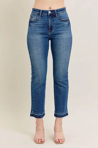 Judy Blue Full Size Hw Vintage Wash Release Hem Kick Flare Jeans Plus Size - Just Believe Boutique