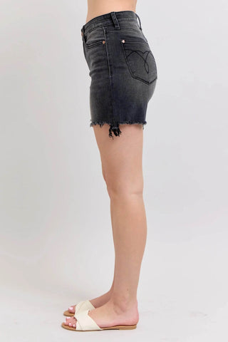 Judy Blue Full Size Long Cut Off 2 Button Dad Denim Shorts Plus Size - Just Believe Boutique