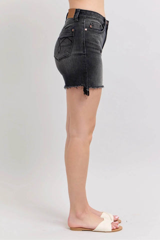 Judy Blue Full Size Long Cut Off 2 Button Dad Denim Shorts Plus Size - Just Believe Boutique