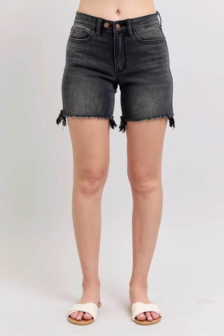 Judy Blue Full Size Long Cut Off 2 Button Dad Denim Shorts Plus Size - Just Believe Boutique